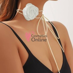 Floare cu snur pentru decor gat PRL02PP Alba